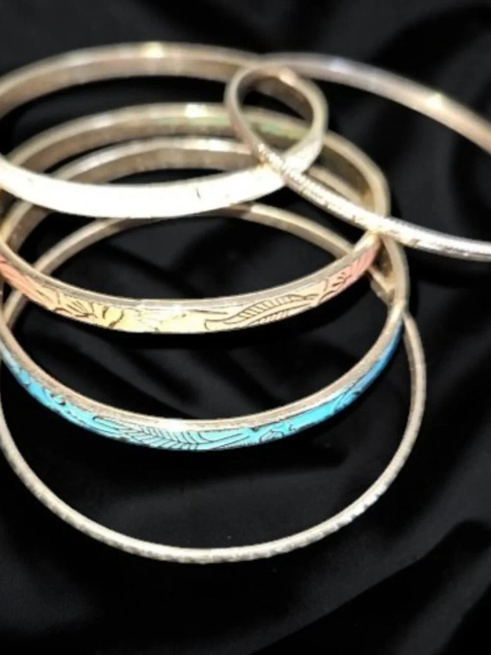 MARK Lot of 5 Gold Plated Textured Bangle Bracelets